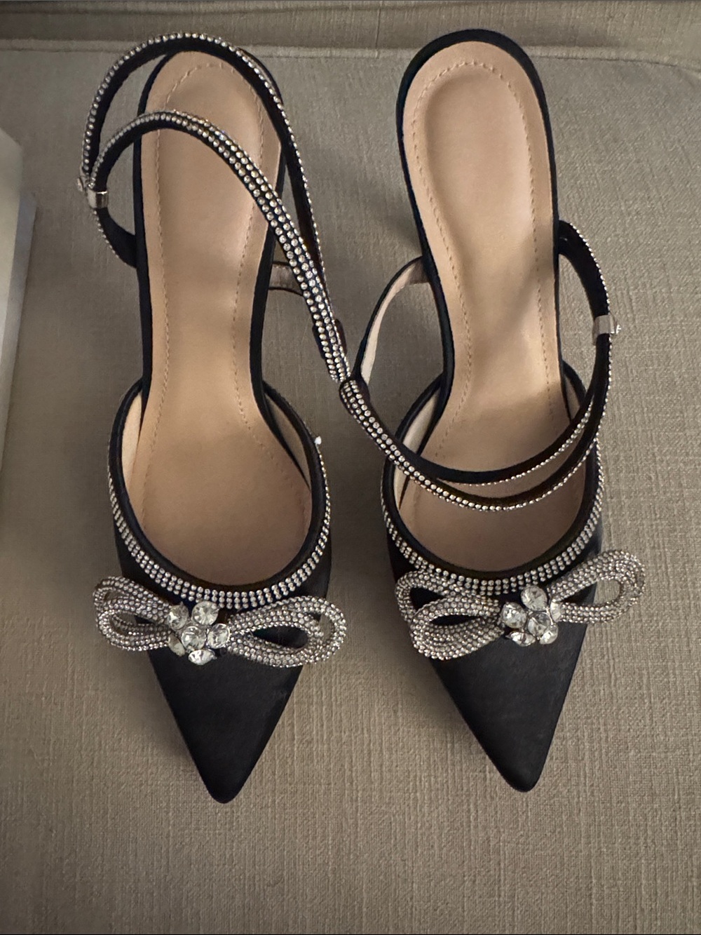 Bow Sparkle Black Kitten Heels